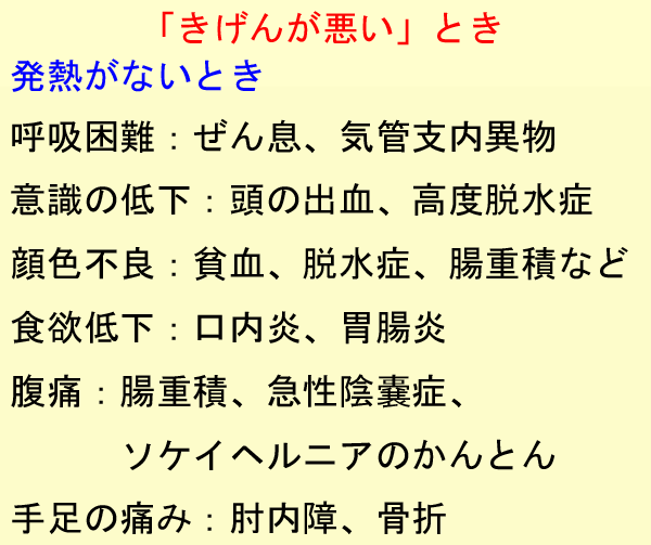 きげんが悪く、発熱がないとき