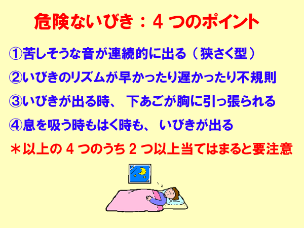 危険ないびき:4つのポイント