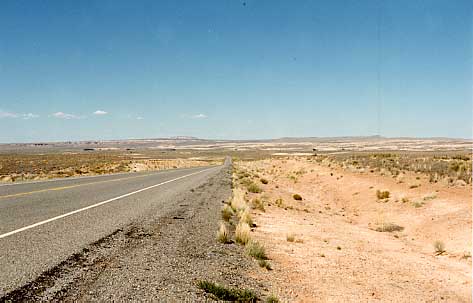 (Four State Corners)160号線の周囲は荒涼としており、低い灌木となだらかな丘陵状の荒野が延々と続きます。